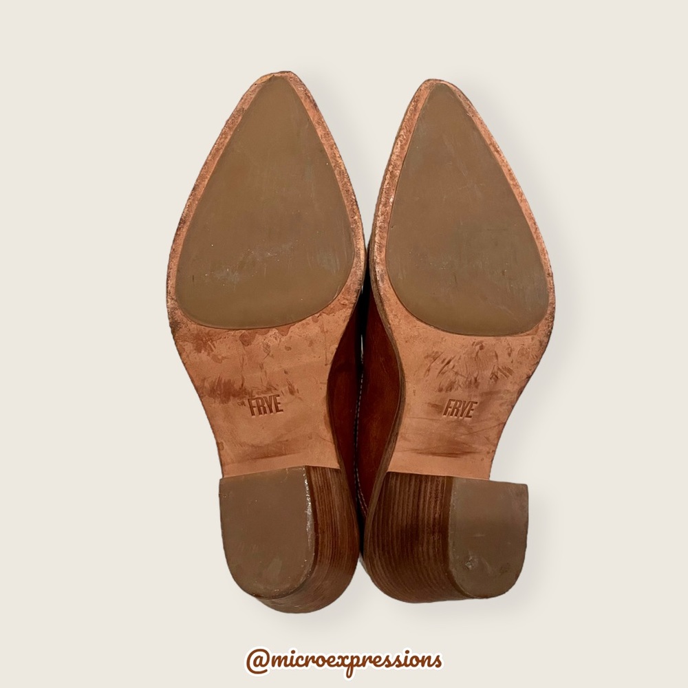 Frye Faye Shootie Cognac Leather Western Southern Embroidered Cowboy Heel Bootie - Picture 9 of 11